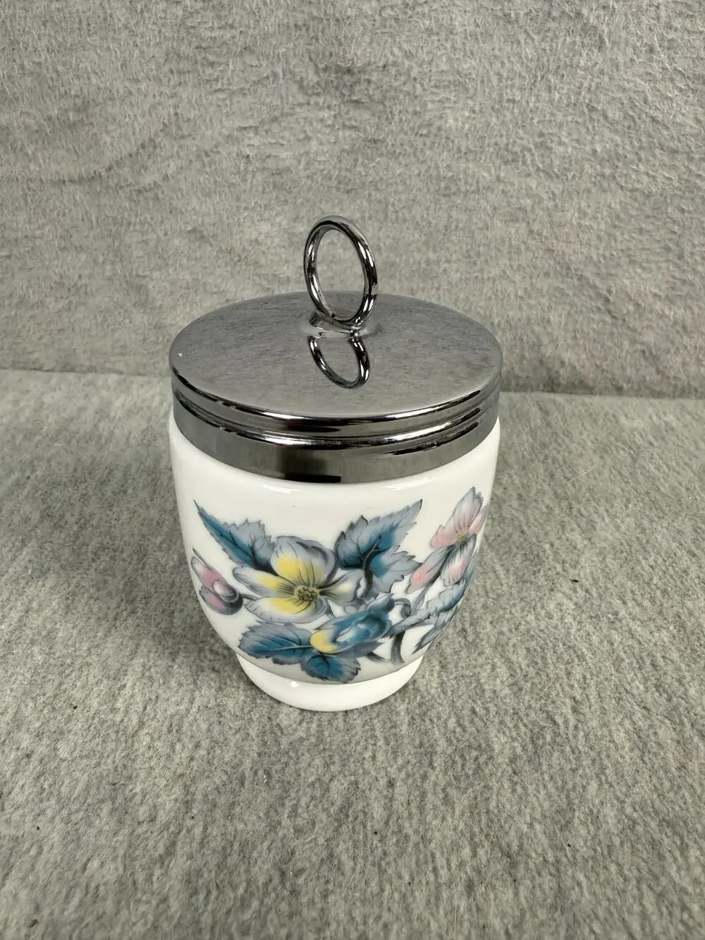 Royal Worcester Porcelain Woodland Floral Single Sized Egg Coddler Vintage READ